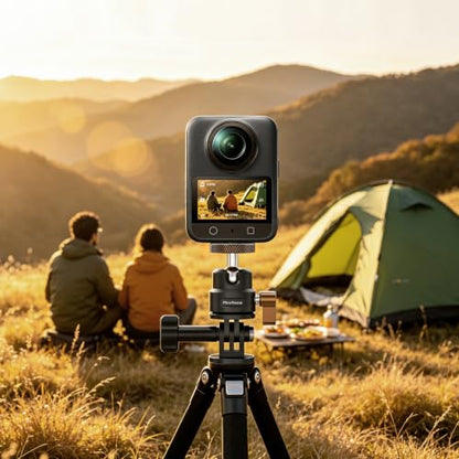 Mini Ball Head, Aluminum Vertical Bracket Tripod Adapter, 360° Rotation Camera Tripod Swivel Mount, 1/4" Screw to 2-Prong Conversion Adapter Compatible with GoPro, DJI Osmo/Pocket, Insta360, AKASO - color: S3020.
