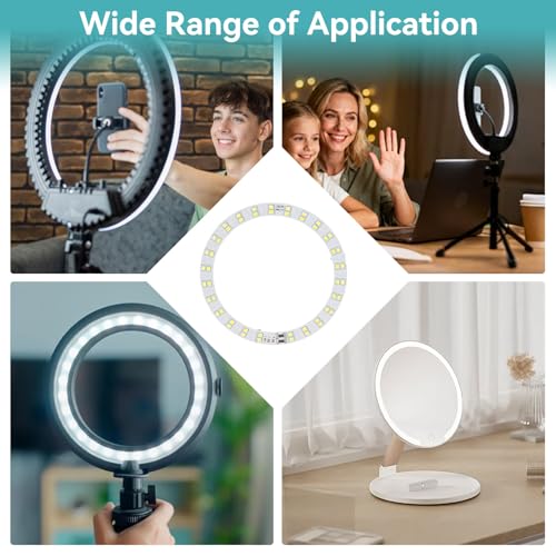 2PCS Rings Light, 3V‑5V LED Rings Light 10W Makeup Light USB Powered Rings Light Plate with Cold and Warm 2 Color Lighting for Daily Lighting