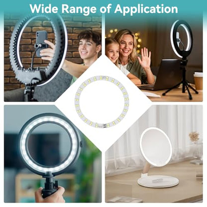 2PCS Rings Light, 3V‑5V LED Rings Light 10W Makeup Light USB Powered Rings Light Plate with Cold and Warm 2 Color Lighting for Daily Lighting