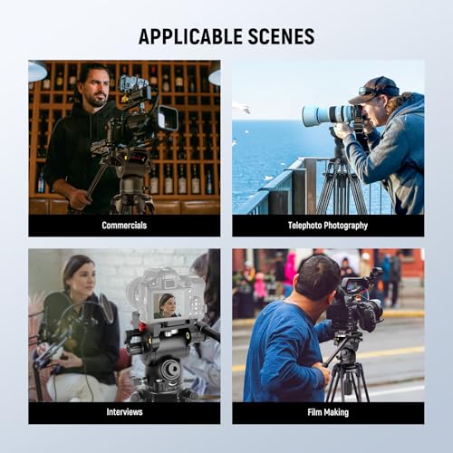 NEEWER LL34 78" Video Camera Tripod One Step Quick Release with Adjustable Damping Fluid Head, Heavy Duty Carbon Fiber Tripod with Dual Mode QR Plate, Max Load 22lb - style: LL34
