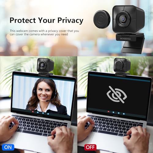 4K Webcam for PC, PDAF Streaming Camera with Dual Noise-reducing Mics, Fast Auto Focus, Auto Light Correction, 5x Zoom, 8MP USB Webcam with Privacy Cover, Plug and Play, for Switch 2/ Zoom/Teams/Meet - style: 4K Webcam with Dual Mics