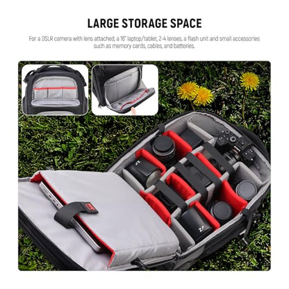 Neewer 2 in 1 Camera Roller Bag with Detachable Shockproof Dividers Retractable Handle Waistband Rain Cover Water Resistant Robust Carry On Backpack for Camera Tripod Flash Lens Laptop, Black, PB027 - style: Pb027