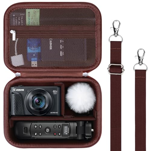 BOVKE Carrying Case for Canon G7X Mark III Mark II, PowerShot SX740 SX730, Sony ZV-1 II/ZV-1F Compact 4K Vlogging Digital Camera Travel Storage Bag for Tripod Microphone Cameras Accessory, Brown - color: Brown