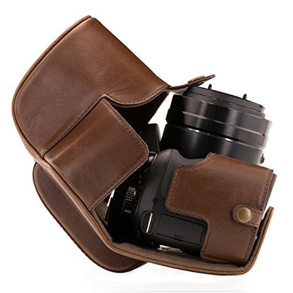MegaGear Panasonic Lumix DC-FZ80, FZ82 Ever Ready Leather Camera Case and Strap, with Battery Access - Dark Brown - MG1224 - color: Dark Brown