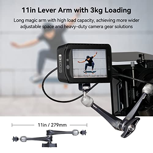 SMALLRIG Rosette Magic Arm 11 Inch with Ball Head, 1/4"-20 Screws, and Anti-Twist Pins, for Cameras/iPads/Monitors/LED Lights/Smartphones/Action Cameras, Max Load Capacity 3kg (Pack of 2) - size: 11" (Regular) (Pack of 2)