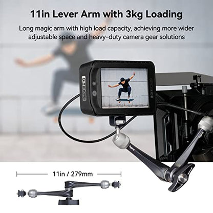 SMALLRIG Rosette Magic Arm 11 Inch with Ball Head, 1/4"-20 Screws, and Anti-Twist Pins, for Cameras/iPads/Monitors/LED Lights/Smartphones/Action Cameras, Max Load Capacity 3kg (Pack of 2) - size: 11" (Regular) (Pack of 2)