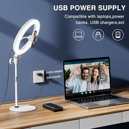 Desk Ring Light with Stand for Computer, Zoom Lighting for Computer, 30 Light Modes for Video Conference, Video Calls, Home Office, Desk Lighting for Video Recording, Podcast, Webcam, Stream