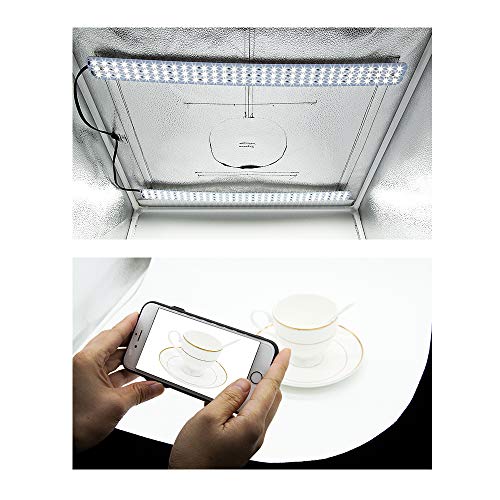 Photo Light Box Photography 24"x24"x24" Tabletop Dimmable LED Cube Shooting Tent Kit for White Studio Box Product Photographic Lighting Tents with PVC Backdrops and Mini Tripod - size: 24x24x24 INCH