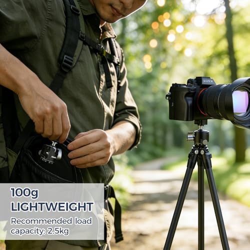 Universal 1/4" Mini Ball Head, Cold Shoe Mount, 360° Panoramic DSLR Camera Tripod Mount, 5.5lb Load, Aluminum Alloy, for Action Cam, Smartphone, Monitor, Microphone, LED Light, Vlog - style: MI-1