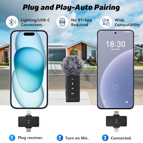 PANAMALAR Wireless Lavalier Microphone Clip-on Lapel Microphone Wireless Mini USB Microphone, V9