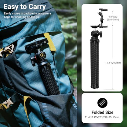 NEEWER Flexible Phone Tripod, Small Mini Camera Webcam Desk Stand, Phone Holder & Action Camera Mount Adapter Compatible with iPhone GoPro DJI Pocket 4 3 Xtra Muse Insta360 for Video Recording, TP34