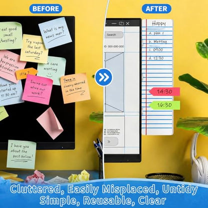 Marspark Back to School Magnetic Monitor Memo Board 11.42 x 3.54 Inches Plastic Notebook with Magnets Adhesive Strips Clear Screen Message Holder for Computer Monitors Office Classroom Supplies