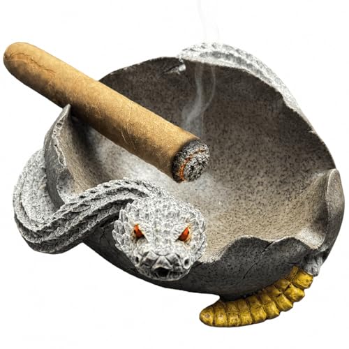 2-in-1 Cigar Ashtray with 2 Rests & 4 Slots (Grey) | Indoor & outdoor use, patio home decor, dedicated cigar holder ash tray for daily use - color: Grey