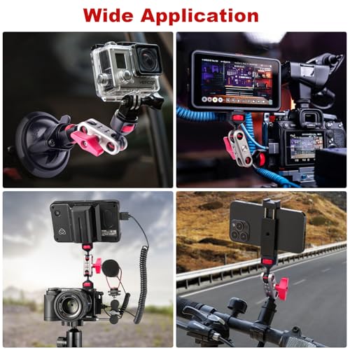 cametv Camera Magic Arm with Dual Ball Head & 1/4" Screws, Aluminum Magic Arm Camera Mount 360° Rotation for Monitor/LED Light/Microphone/Cage/Tripod (64005) - style: Double Head