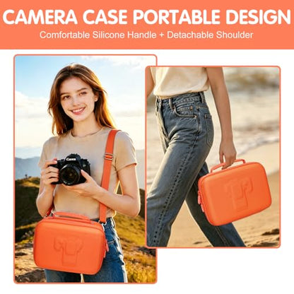 L LTGEM Hard Camera Case Compatible with Canon EOS Rebel T7, R50, R6 Mark II, R100, DSLR SLR Cameras, Lenses, and Tripods, Camera Travel Bag, Featuring 4 Dividers and a Shoulder Strap, Purple - color: Purple