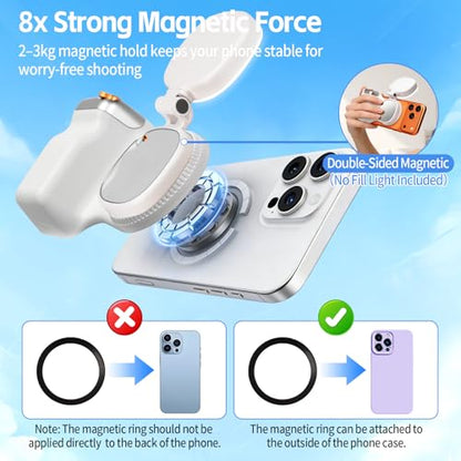 Magnetic Phone Camera Grip, Fun Shot Magnetic Camera Grip & Selfie Light for iPhone & Android with Wireless Shutter Button, Creator Kit for TikTok/Selfies/Photography/Video - size: Phone Camera Grip with Light