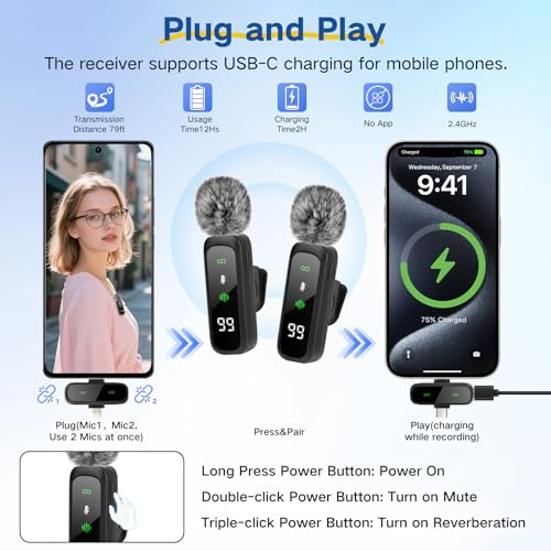 Content Creator Vlogging Kit,180CM Metal Selfie Stick Tripod with Light and Wireless Microphones,Vlogging Kit for iPhone/Android,Phone Tripod for Tiktok &YouTube Starter Kit - color: Black-SM
