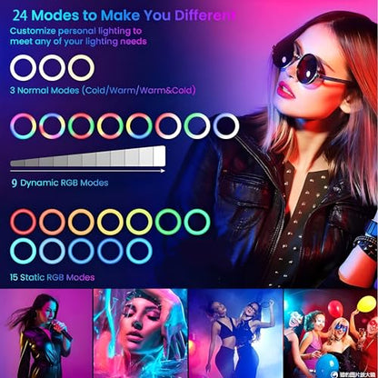 12" Selfie Ring Light with 4" Desktop Tripod Stand & 1 Phone Holder, LED Ringlight with Dimmable Modes(RGB) for Makeup/Photography/Videos/Vlog/TikTok(STDLR12-V2)
