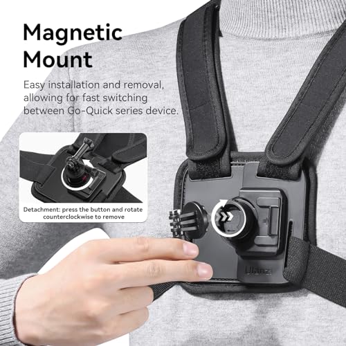 ULANZI CM028 Adjustable Chest Mount Harness - Vertical/Horizontal Switching for GoPro DJI Insta360 Action Cameras - Phone POV Chest Strap Mount Harness for iPhone Samsung Cameras