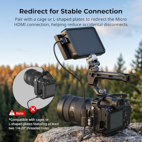 SMALLRIG Data Cable Ultra-Slim 4K 60Hz Micro HDMI to Full-Size HDMI Adapter Cable with Two 1/4"-20 Screws for Camera Cage L-Bracket, for Sony A7R IV A7III for Fujifilm X-T3-6125 - style: D to A（30cm）