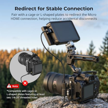 SMALLRIG Data Cable Ultra-Slim 4K 60Hz Micro HDMI to Full-Size HDMI Adapter Cable with Two 1/4"-20 Screws for Camera Cage L-Bracket, for Sony A7R IV A7III for Fujifilm X-T3-6125 - style: D to A（30cm）