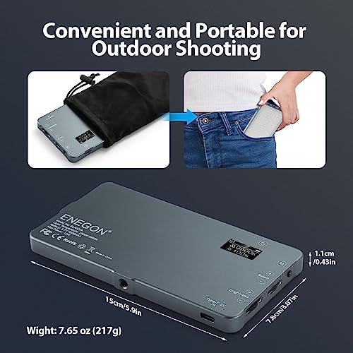 ENEGON 4000mAh Rechargeable Mountable Bicolor LED Video Light with Mini Panel for Professional DSLR Cameras | Photo Video Lighting Long Battery Life | Fits for iPhone Sony Canon Nikon Fuji Panasonic - color: Camera LED Light
