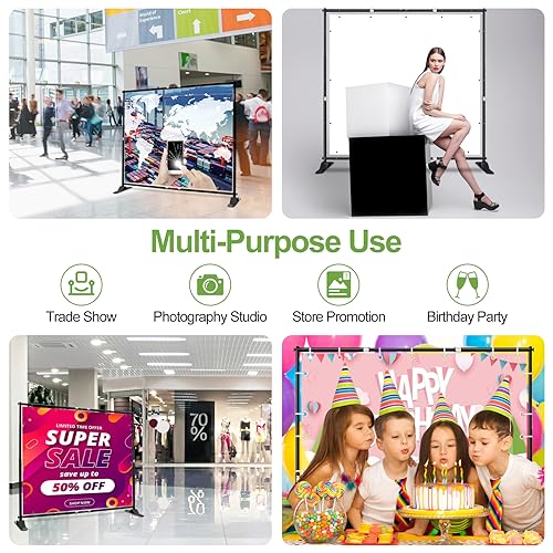 FUDESY 10x10 ft Backdrop Banner Stand, Heavy Duty Adjustable Background Kit With Carrying Bag, Step and Repeat Photography Frame for Trade Show Display Photo Booth Parties - size: 10x10ft