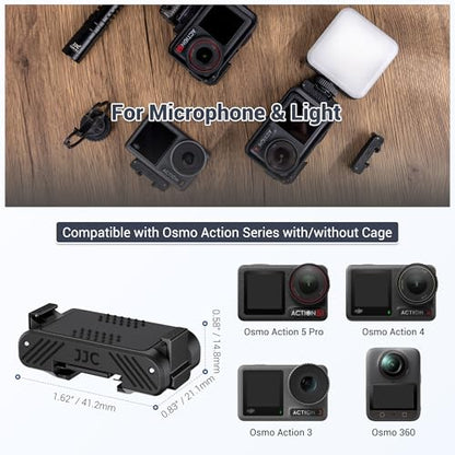 JJC Osmo Action Cold Shoe Expansion Kit for DJI OSMO Action 5 pro 4 3, Quick-Release Cold Shoe Extension Adapter Claw Ports Compatible with Action5, Heavy Duty Nylon Hot Shoe Mount Base Bracket - color: Cold Shoe Expansion Kit