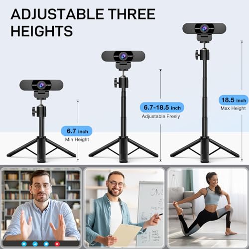 EMEET C960 Webcam with Tripod, 1080P Webcam with Microphone, Adjustable Height Mini Tripod, C960 Web Camera with Privacy Cover, Plug & Play with Stand for Zoom/Skype/YouTube/FaceTime - style: 1080P Tripod