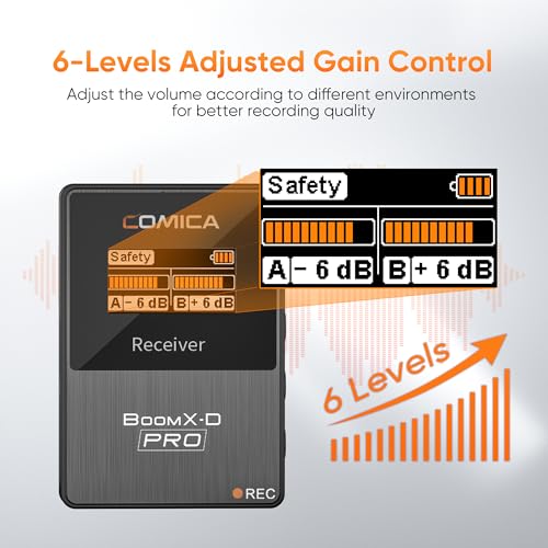 COMICA BoomX-D2 PRO Wireless Lavalier Microphone for iPhone Android Camera PC, Lapel Mic with 8GB Storage, Safety Audio Track, Noise Cancellation, Lav Mic for YouTube TikTok Video Recording