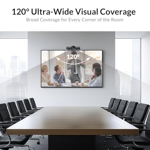 AV Access 4K Conference Room Camera - 1/1.8" CMOS, Gesture Control, Auto Framing, Presenter Tracking, Individuals Gallery, Dual Noise-Canceling Mics, Privacy Cover, 120° FOV, ePTZ 5X Zoom Webcam - size: 90