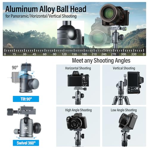 SIRUI Compact Mini Desktop Tripod, 20" Aluminum Portable Small Tabletop Tripod Stand with 360° Ball Head for DSLR, Camera, Phone, Loaded up to 17.64lbs, Phone Holder Included, AM-TT50 - style: AM-TT50