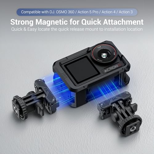 JJC Osmo Action 5 Cold Shoe Adapter Mount for DJI Osmo 360 Action 5 Pro 4 3 Accessories, 180° Angle Adjustable, Detachable Camera Monitor Mount w. 1/4 Screw Hole, Magnetic Quick Release Tripod Adapter - color: Hot Shoe/Cold Shoe Adapter