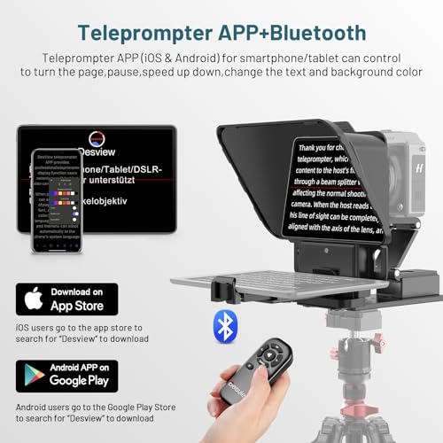 Desview P8 Universal Teleprompter for Smartphone Camera, DSLR Webcam Tablet up to 10" with Bluetooth Remote Foldable Design for Live Streaming Video Recording YouTube TikTok Videos - size: P8 Teleprompter