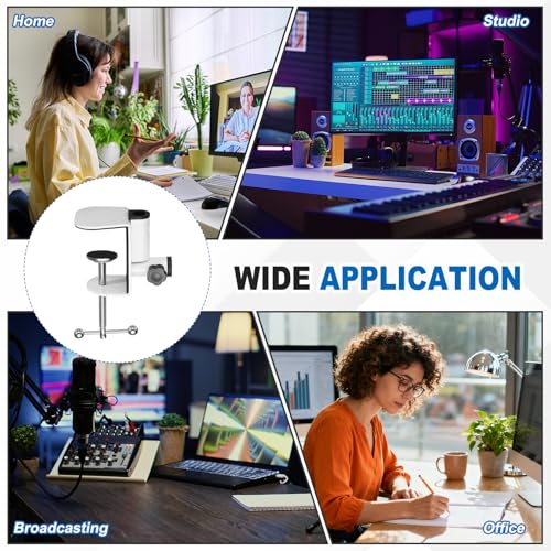 HARFINGTON Metal Table Clamp Mount 2.6" Hole Dia Clamp for Desk Lamp Mount Stand Universal Cantilever Bracket with Adjustable Screw Plastic Handle for Microphone Arm Lamp Stand, White - size: 2.6", style: Plastic Handle
