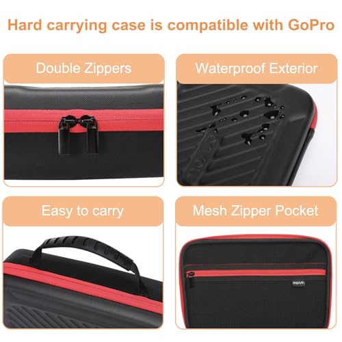 MOSISO Camera Case Compatible with GoPro Hero 13/12/11/10/9/8/7, Hard Travel Carrying Case Compatible with AKASO EK7000/V50/Brave 4/7 LE/8, EVA Case with Snap Hook for Action Camera, Black - color: Black