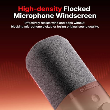 MAONO Microphone Windscreen for PD100W Microphone High-Density Flocked Foam Mic Cover, Soft Flocked Foam for Noise Reduction & Mic Protection, Reusable & Easy to Clean, Dark Grey
