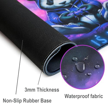 Blacklight Gaming Mouse Pad – UV Reactive Neon Panda Gamer Design, Glow in The Dark RGB Desk Mat, Smooth Precision Surface with Non-Slip Rubber Base for PC & Console Gaming - 31.5" x 11.8" - color: Panda