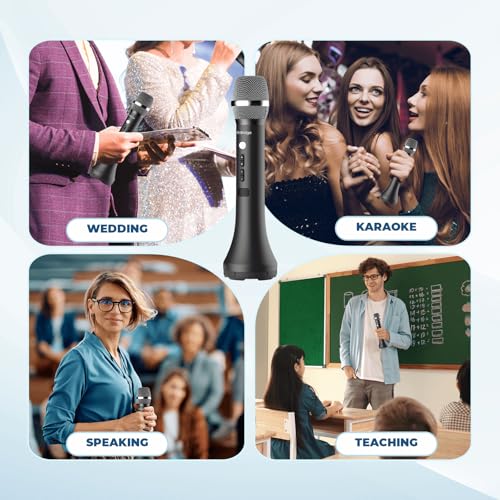 Bluetooth Microphone Wireless Voice Amplifier With 3 Sound Effects H9 | Professional Intelligent Handheld Mic Speaker, 15W Microphone with Built in Speaker for Karaoke Teaching Singing Speaking