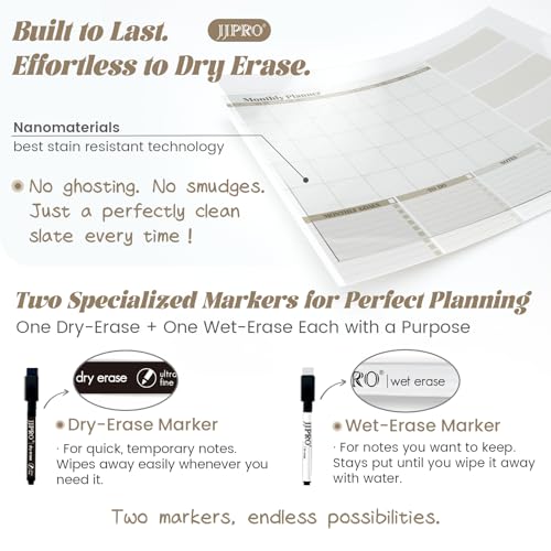 JJPRO Dual-Layer Dry Erase Desk Mat,Large Multi-Use Dry Erase Desk Calendar,Erasable Desk Pad,Double-Sided Faux Leather Desk Pad,Reusable Large Mouse Pad for Office, Home - Eggshell -16"x34" - color: Eggshell