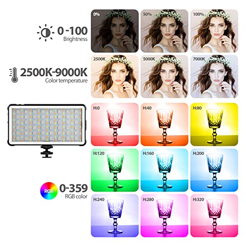 ENEGON RGB Video Light, Built-in 4000mAh Rechargeable Battery LED Camera Light Full Color 24 Common Light Effects, CRI≥95 2500-9000K LED Video Light Panel with Power Bank Function. - color: RGB Photo Fill Light