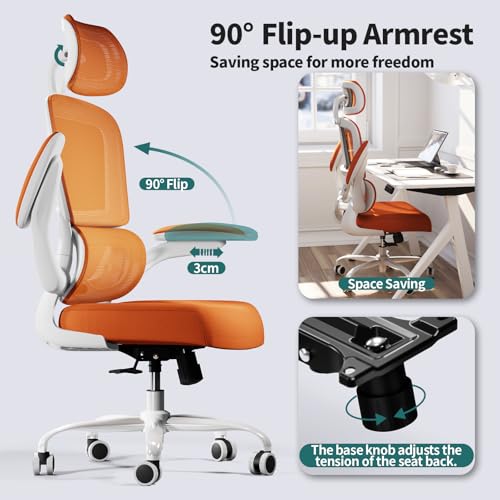TRALT Office Chair Ergonomic Desk Chair, 330 LBS Home Mesh Office Desk Chairs with Wheels, Comfortable Gaming Chairs (1, Burnt Orange) - color: Burnt Orange