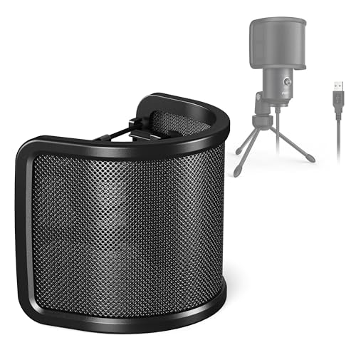 FIFINE Pop Filter Screen, Compact Microphone Pop Shield Windscreen with Metal Mesh for Recording Studio, YouTube Videos, Streaming, Podcast (Black)