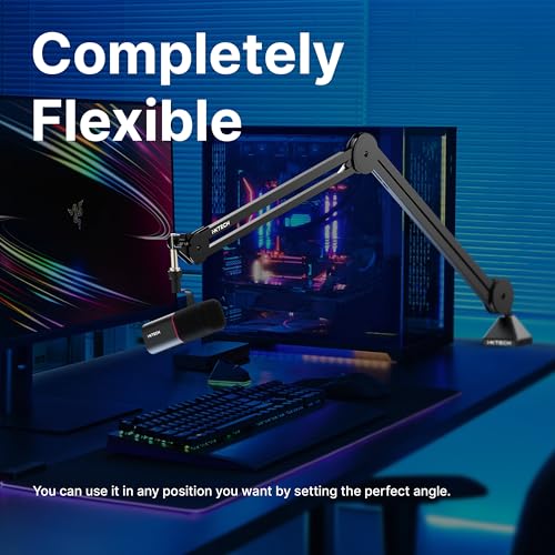 IXTECH Microphone Boom Arm Stand, Heavy Duty Adjustable Mic Stand with Cable Ties, Desk Mount Arm Stand for Gaming Streaming Podcasting. - color: MI06 LARGE