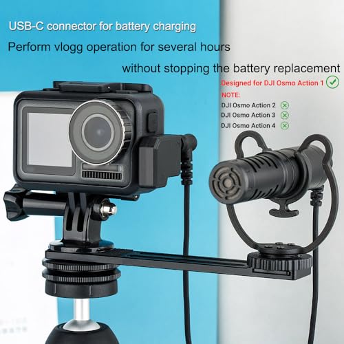 3.5mm Audio Mic & USB-C Adapter Accessories for DJI Osmo Action 1 Camera (Only) with 3.5mm Microphones Jack & USB-C Connector