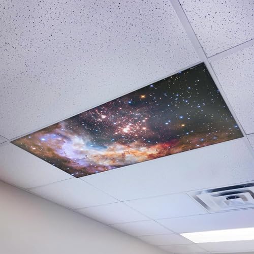 Magnetic Fluorescent Light Cover for Ceiling Lights Classroom 2x4 - High Resolution Magnetic Office Light Filter (Pack of 1) - Improve Focus, Eliminate Headaches & Eyestrain - Astronomy - color: Westerlund 2 Star Cluster