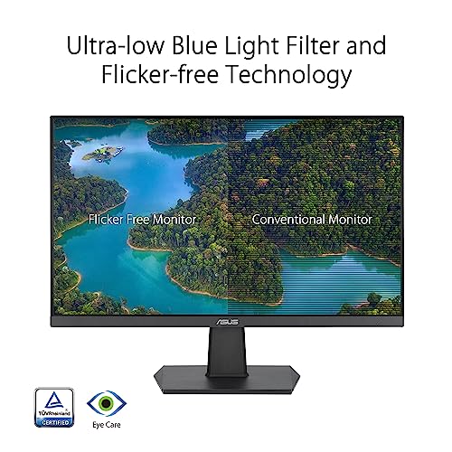 ASUS 24 Inch Frameless Monitor - 23.8-inch viewable, IPS, Full HD, 100Hz, 1080P, 1ms, Adaptive-Sync, for Working and Gaming, Flicker Free, HDMI, VESA Mountable, Tilt - VA24EHF - style: 24" 100Hz