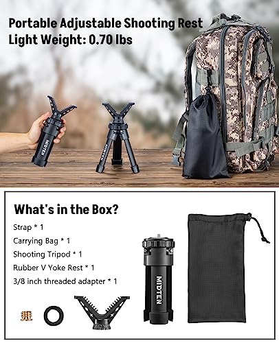 MidTen Portable Shooting Rest Tripod Rifle Stand for Range - Lightweight Bench Rest with 360 Rotate V Yoke Holder - size: 6.1-7.9''