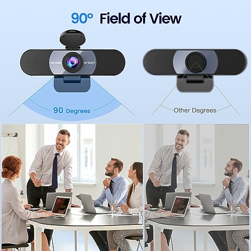 EMEET 1080P Webcam, C960 Web Camera with 2 Noise-Cancelling Microphones & Privacy Cover, 90° FOV Computer Camera, Plug & Play USB Webcam for Calls/Conference, Zoom/Skype/YouTube, Laptop/Desktop, Grey - style: 1080P Grey