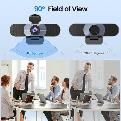 EMEET 1080P Webcam, C960 Web Camera with 2 Noise-Cancelling Microphones & Privacy Cover, 90° FOV Computer Camera, Plug & Play USB Webcam for Calls/Conference, Zoom/Skype/YouTube, Laptop/Desktop, Grey - style: 1080P Grey